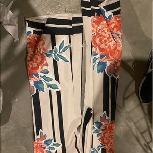 floral wide leg pants